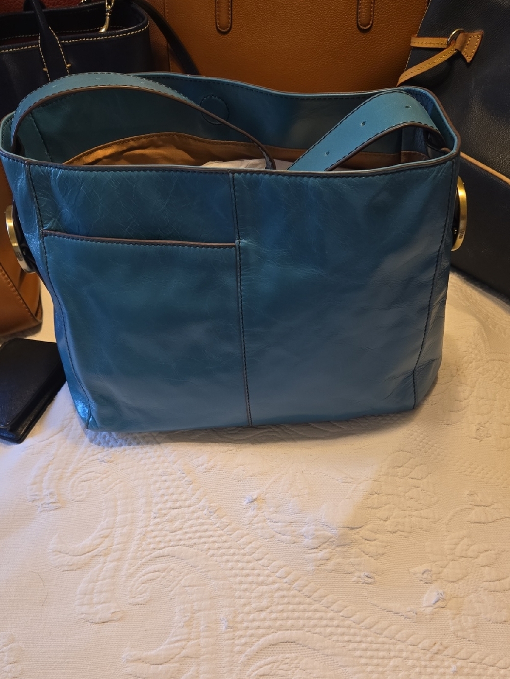 HOBO Teal Leather Shoulder Bag